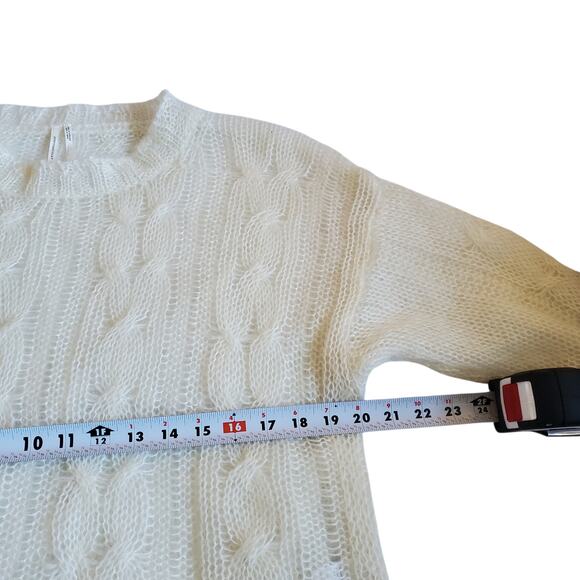 Anthropologie The Posey Stitchy Distressed Wool Blend Ivory Sweater - Small - Picture 5 of 7